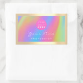 Logo Eyelash Makeup Haar Nails Holograph Golden Rechteckiger Aufkleber (Tasche)