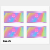 Logo Eyelash Makeup Haar Nails Holograph Lila Rechteckiger Aufkleber (Blatt)