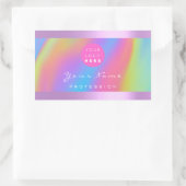 Logo Eyelash Makeup Haar Nails Holograph Lila Rechteckiger Aufkleber (Tasche)