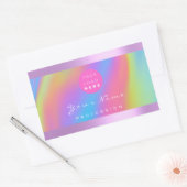 Logo Eyelash Makeup Haar Nails Holograph Lila Rechteckiger Aufkleber (Umschlag)