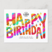 Logo Farbige Fun Crayon Handgeschriebener Geburtst Postkarte (Vorderseite)