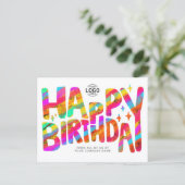 Logo Farbige Fun Crayon Handgeschriebener Geburtst Postkarte (Stehend Vorderseite)
