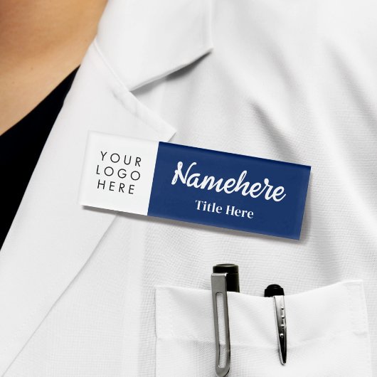 Logo Fett Handschrift Navy Blue Magnet Namenschild