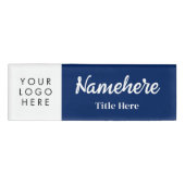 Logo Fett Handschrift Navy Blue Magnet Namenschild (Vorderseite)