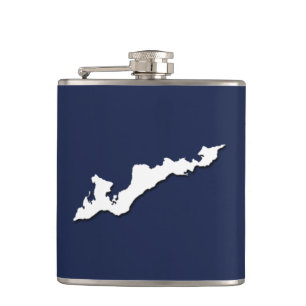 Logo-Flasche für die Classic Fishers Island - weiß Flachmann