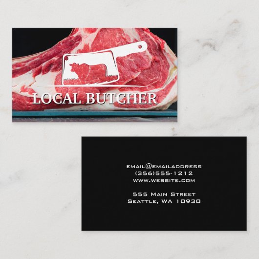 Logo "Fleisch-Leder" | Steak Visitenkarte (Vorne/Hinten)