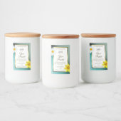 Logo "Floral Aquamarin Blue Glitzer White Product  Lebensmitteletikett (Flaschen)