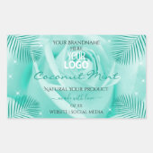 Logo "Floral Aquamarin Product Labels Rose Palm Bl Rechteckiger Aufkleber (Vorderseite)
