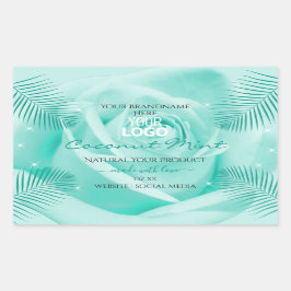 Logo "Floral Aquamarin Product Labels Rose Palm Bl Rechteckiger Aufkleber