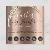 Logo Floral Tropfen 6 Punches Friseur Lash Rose Quadratische Visitenkarte (Rückseite)