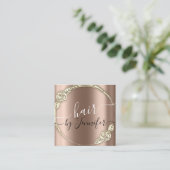 Logo Floral Tropfen 6 Punches Friseur Lash Rose Quadratische Visitenkarte (Stehend Vorderseite)