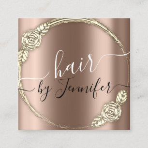 Logo Floral Tropfen 6 Punches Friseursalon Lash Ro Quadratische Visitenkarte
