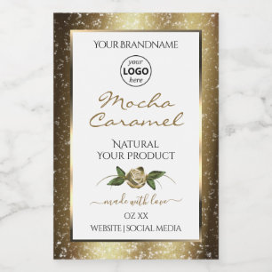 Logo "Floral White and Gold Brown Product Labels" Lebensmitteletikett