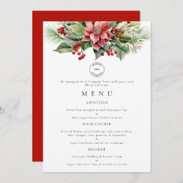 Logo Florals Business Christmas Party Menu Card Einladung