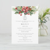 Logo Florals Weihnachtsmenü Party Karte (Stehend Vorderseite)