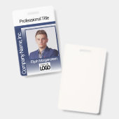 Logo-Foto-Abzeichen - Dunkelblau und Weiß Ausweis (Vorder- & Rückseite)