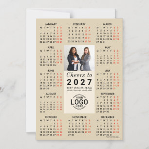 Logo-Foto-Beige-Kalender 2027 Magnetkarte Magneteinladung