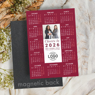 Logo-Foto-Bordeauxrot-Kalender 2026 Magnetkarte Magneteinladung