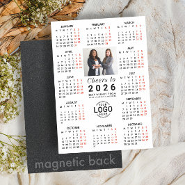 Logo Foto Clean White Calendar 2026 Magnetkarte Magneteinladung