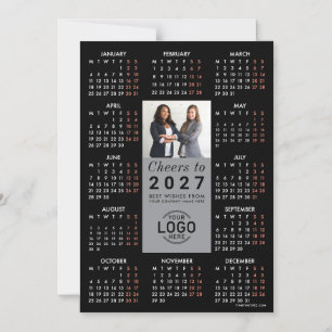 Logo-Foto Elegantes Schwarzes Kalender 2027 Magnet