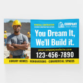 Logo-Foto für Baustellen Blaue Werbung Banner (Horizontal)