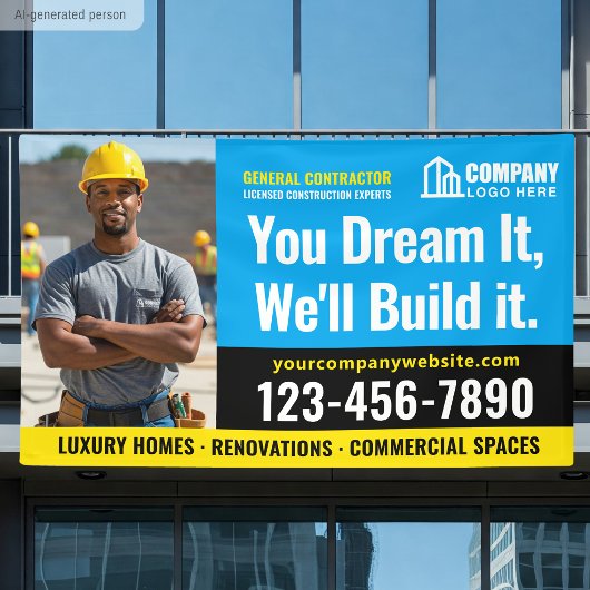 Logo-Foto für Baustellen Blaue Werbung Banner