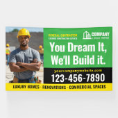 Logo-Foto für Baustellen - Grüne Werbung Banner (Horizontal)