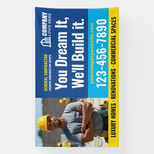 Logo-Foto für Baustellen Navy Blue Werbung Banner (Vertikal)