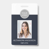 Logo-Foto für Navy Blue Employee Corporate Work Ausweis (Vorderseite)