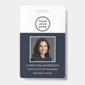 Logo-Foto für Navy Blue Employee Corporate Work Ausweis (Vorderseite)