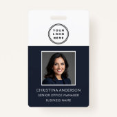 Logo-Foto für Navy Blue Employee Corporate Work Ausweis (Vorderseite)