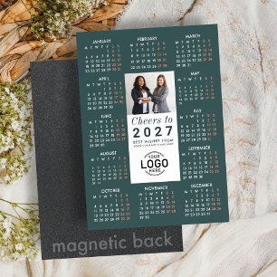 Logo-Foto-Grün-Kalender 2027 Magnetkarte Magneteinladung
