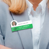 Logo-Foto-ID Einfach Grüner Weißer Mitarbeiter Namensschild