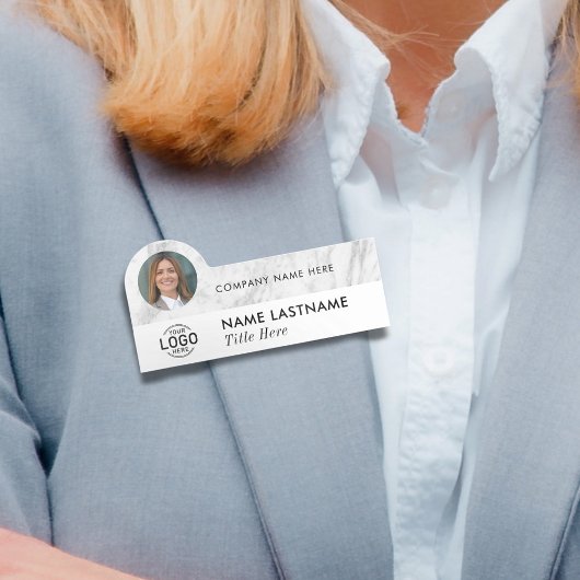 Logo-Foto-ID Grau-Weiß-Marmor Modernes Business Namensschild