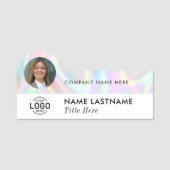 Logo-Foto-ID-Imitate Holographic Modern Business Namensschild (Vorderseite)