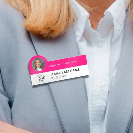 Logo-Foto-ID Modern Pink Business Company Titel Namensschild