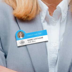 Logo-Foto-ID Modern Sky Blue Business Titel Namensschild