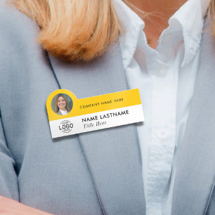 Logo-Foto-ID Modernes Gelbes Unternehmen Titel Namensschild