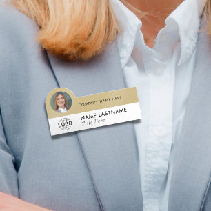 Logo-Foto-ID Modernes Gold Beruflich Business Namensschild