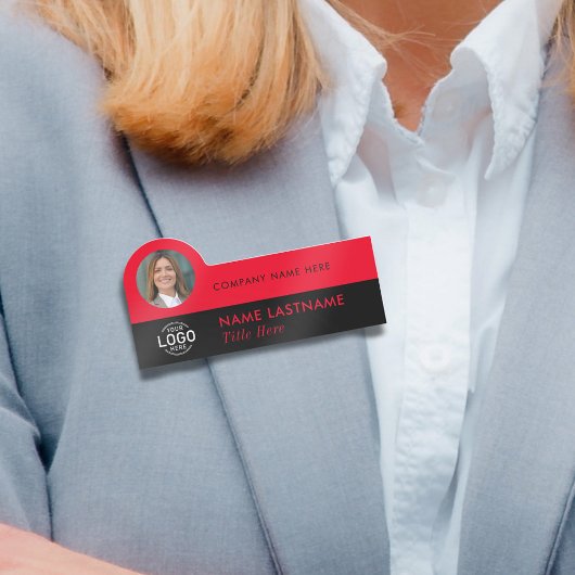 Logo-Foto-ID Modernes Red Black Business Company Namensschild