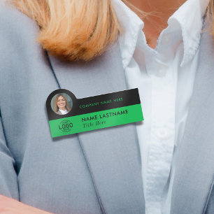 Logo-Foto-ID Stilvoll Einfaches Grünes Schwarzes U Namensschild