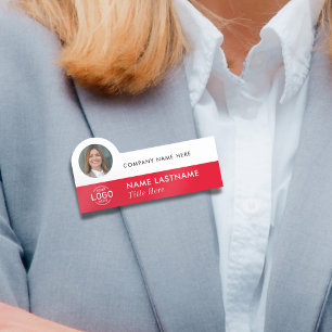 Logo-Foto-ID Stilvoll Einfaches Weißes Unternehmen Namensschild