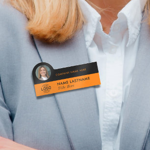Logo-Foto-ID Stilvoll Orange Black Business Namensschild