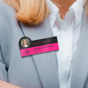 Logo Foto ID Stilvolle Magenta Pink Black Business Namensschild