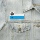 Logo-Foto-ID Stylish Simple Sky Blue Business Namensschild (Beispiel)