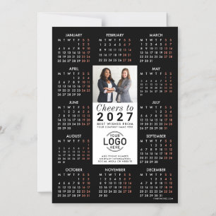 Logo-Foto-Info-Schwarz-Kalender 2027 Magnetkarte Magneteinladung