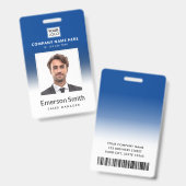 Logo-Foto mit blauem Farbverlauf Titel des Mitarbe Ausweis (Vorder- & Rückseite)