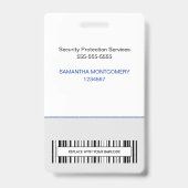 Logo-Foto Name Bar-Code Blau Graue ID Ausweis (Back)