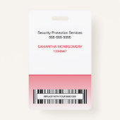 Logo-Foto Name Bar-Code für MitarbeiterRote ID Ausweis (Rückseite)