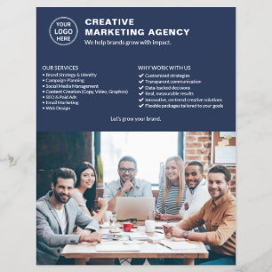 Logo Foto Navy Blau Marketing Kreatives Geschäft Flyer